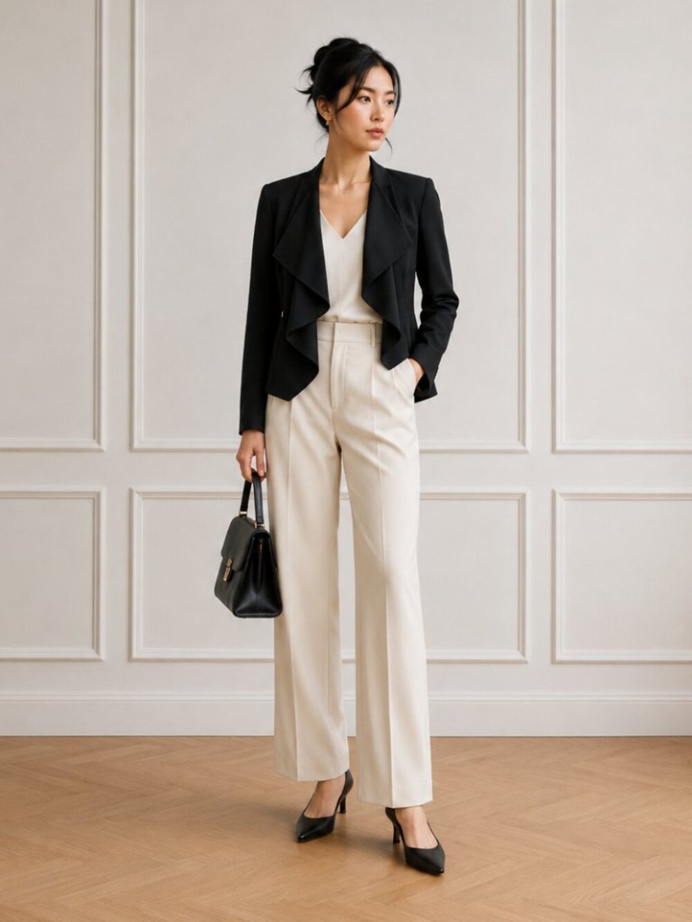Vintage Cache Black Open Front Blazer Women’s 8 Ruffled Dressy Suit Jacket - Picture 2 of 15